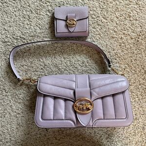 Coach Lavender Crossbody Bag and Wallet with Gold Accents